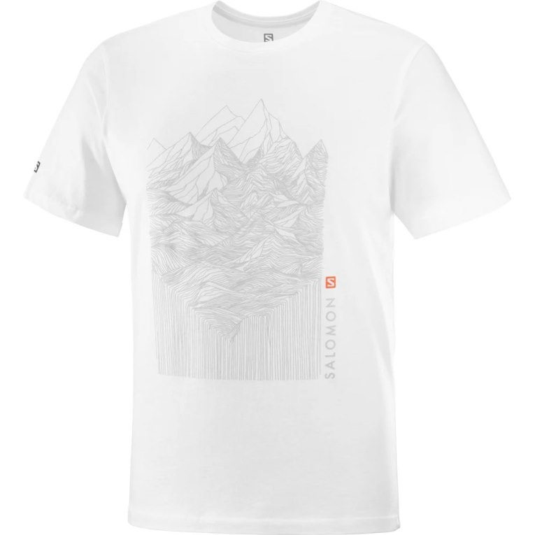 White Salomon Outlife Graphic Mountain Short Sleeve Men's T-Shirts | PH 38169O